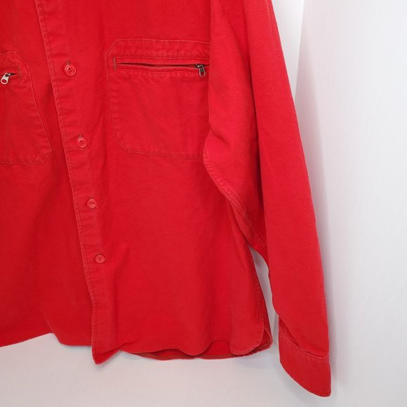 Vtg Woolrich Mens Red Button Up Shirt Jacket Shacket Sz XL Cotton Heavyweight. - Picture 5 of 11